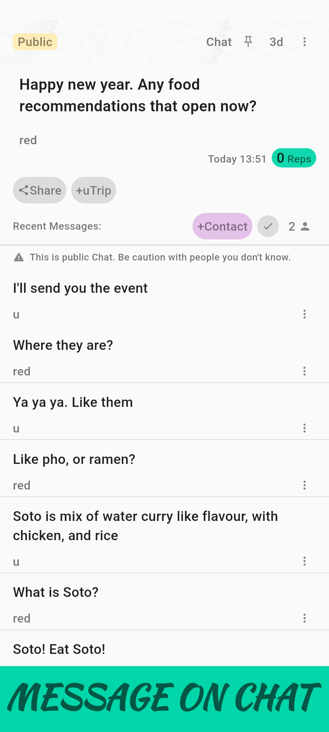 screenshot of message on chat